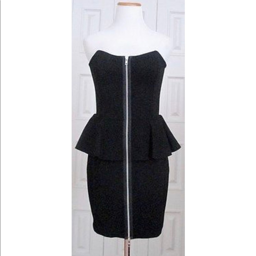 Parker Black Peplum Strapless Dress